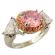 Two Tone 2.00ct Pink Cubic Zirconia Halo Ring w/ Trillions