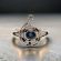Antique G Clef Ring w/ Sapphire & Diamond | Silver, 14k Rose Gold & Platinum