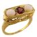 14k Art Deco Style Opal & Rhodolite Garnet Filigree Ring | Yellow Gold