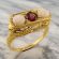 14k Art Deco Style Opal & Rhodolite Garnet Filigree Ring | Yellow Gold