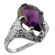 Art Deco Style Filigree 2.70ct Amethyst Ring | Sterling Silver Antique Style