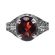 Art Deco Style Filigree Oval Mozambique Garnet Ring | Sterling Silver