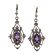 Antique Style Scroll Dangle 3.2ct Amethyst Earrings | Victorian Style Filigree Drop Earrings