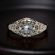 14k Art Nouveau Style Filigree Aquamarine Ring | White Gold