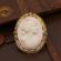 Art Deco 10k Angel Skin Pink Cameo of Goddess Ceres with Seed Pearl Frame