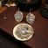 Victorian Pinchbeck Paste Brooch and Earring Set | Antique Engraved Leaf and Foliage Design
