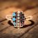 Victorian Bohemian Garnet, Turquoise & Seed Pearl Ring | 10k Rose Gold