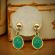 Vintage Green Onyx Egyptian Scarab Earrings | 1950's AMCO 12k GF