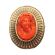 Victorian 18K Coral Cameo Etruscan Revival Brooch | Antique Memorial Pin | Mourning Brooch