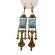 Vintage Czech Turquoise Matrix Glass Drop Earrings  | Victorian Style Czech Imitation Turquoise Glass Dangle Earrings