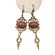 Vintage Goldstone Glass Scroll Designed Drop Earrings  | Victorian Style Dangle Earrings