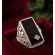 18k Art Nouveau Filigree Black Onyx & Diamond Ring | Antique Belais 18k White Gold Black Onyx Ring