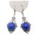 Vintage Czech Blue Matrix Glass Drop Earrings  | Victorian Style Framed Mottled Lapis Colored Glass Dangle Earrings
