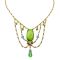 Victorian Style Green Satin Glass and Crystal Festoon Necklace