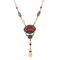 Art Deco Style Pink Glass Crystal Lavaliere Necklace