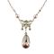 Art Nouveau Style Pink Faux Pearl and Crystal Drop Necklace