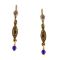 Vintage Style Lapis Glass Bead Navette Link Drop Earrings