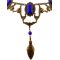 Art Deco Style Lapis Colored Czech Glass Embossed Link Necklace