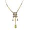 Art Nouveau Style Peridot and Pink Crystal Drop Necklace