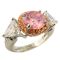 Two Tone 2.00ct Pink Cubic Zirconia Halo Ring w/ Trillions