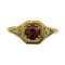 18k Antique Style Filigree Garnet & Rose Cut Diamond Ring | Yellow Gold