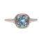 18k White Gold Art Deco Style Filigree .60ct Blue Topaz Ring | Antique Style