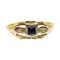 14k Art Deco Filigree Syn French Cut Sapphire & Diamond Engagement Ring