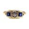 14k Art Deco Syn Sapphire & European Cut Diamond Engagement Ring