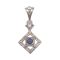 14k Art Deco Style Sapphire & Diamond Pendant | White Gold
