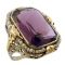 Art Deco 10k Two-tone Filigree Amethyst & Seed Pearl Ring