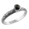Antique Style Floral Black Onyx Stacking Ring | Forget Me Not Flower Ring | Sterling Silver