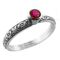 Antique Style Floral Lab Created Ruby Stacking Ring | Forget Me Not Flower Ring | Sterling Silver