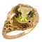 14k Antique Style Filigree 3.20ct Lemon Quartz Ring | Yellow Gold