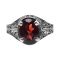 Art Deco Style Filigree Oval Mozambique Garnet Ring | Sterling Silver