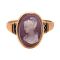 Victorian 10k Rose Gold Hard Stone Cameo Ring | Banded Agate Cameo