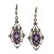 Antique Style Scroll Dangle 3.2ct Amethyst Earrings | Victorian Style Filigree Drop Earrings