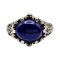 Lapis Lazuli & Seed Pearl Ring in Sterling Silver | Organic Oak Leaf Design