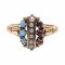 Victorian Bohemian Garnet, Turquoise & Seed Pearl Ring | 10k Rose Gold