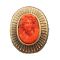 Victorian 18K Coral Cameo Etruscan Revival Brooch | Antique Memorial Pin | Mourning Brooch