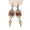 Vintage Goldstone Glass Scroll Designed Drop Earrings  | Victorian Style Dangle Earrings