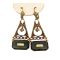 Vintage Czech Inlaid Dark Green Glass Dangle Earrings  | Victorian Style Czech Inlaid Dark Green Glass Drop Earrings