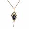 Antique Paste Filigree Lavaliere Pendant | Art Nouveau era Blue Glass & Seed Pearl Lavalier Necklace