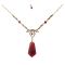 Victorian Style Czech Sardonyx Glass Drop Lavaliere Style Necklace