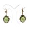 Vintage Olive Green Glass Drop Earrings  | Victorian Style Framed Matte Green Glass Dangle Earrings