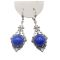 Vintage Czech Blue Matrix Glass Drop Earrings  | Victorian Style Framed Mottled Lapis Colored Glass Dangle Earrings
