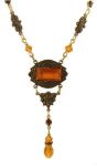 Art Deco Style Topaz Glass Crystal Lavaliere Necklace