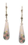Frosted Glass and Crystal Drop Earrings